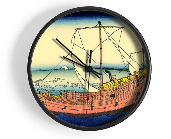 Hokusai The Kazusa Sea Route Clock - Wallart-Direct UK