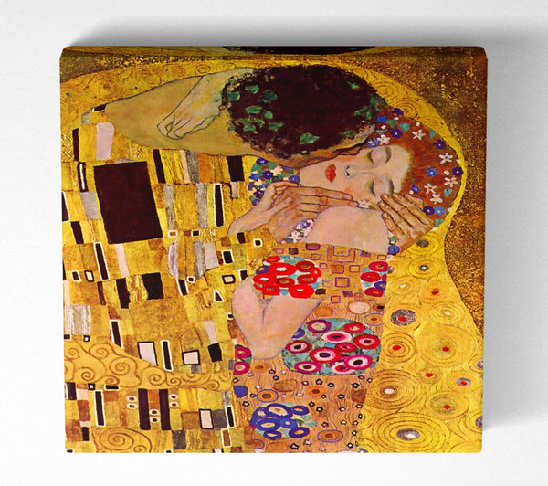 Picture of Klimt The Kiss Close Square Canvas Wall Art