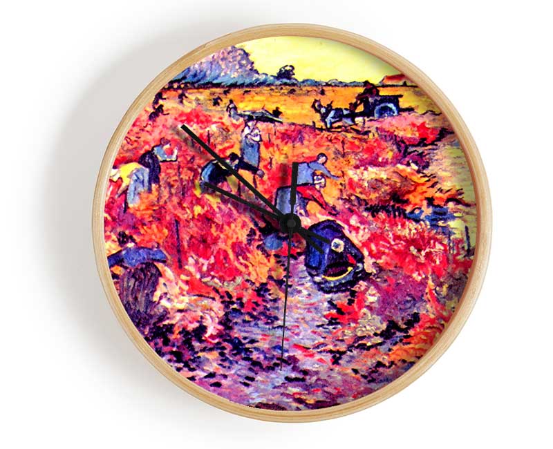 Van Gogh The Red Vines Clock - Wallart-Direct UK