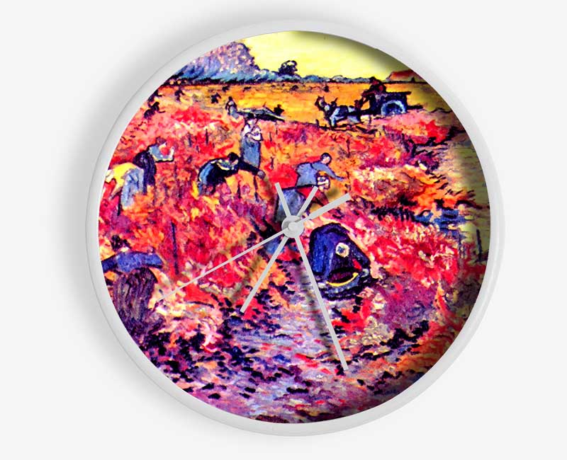 Van Gogh The Red Vines Clock - Wallart-Direct UK