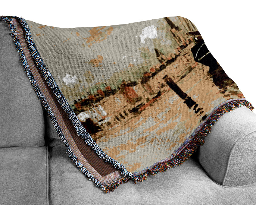Monet The Seine At Rouen 1872 Woven Blanket