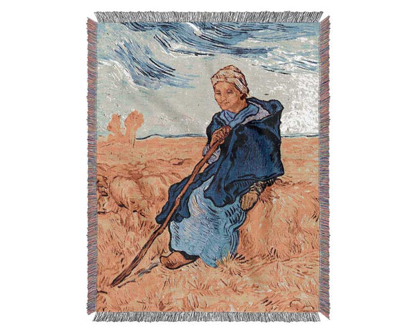 Van Gogh The Shepherdess Woven Blanket