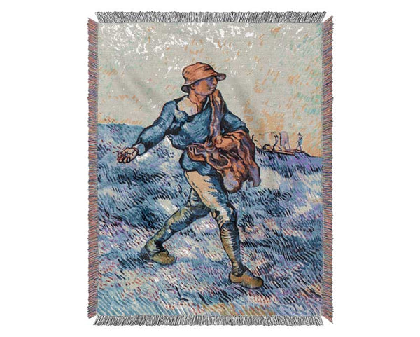 Van Gogh The Sower 1 Woven Blanket