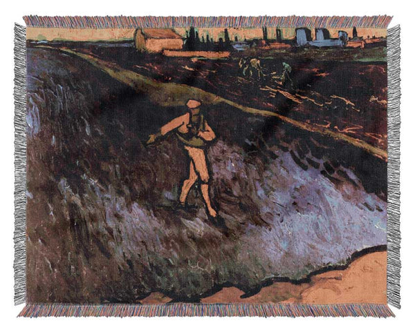 Van Gogh The Sower With The Outskirts Of Arles In The Background Woven Blanket