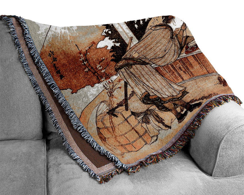 Hokusai The Studio Of Netsuke Woven Blanket