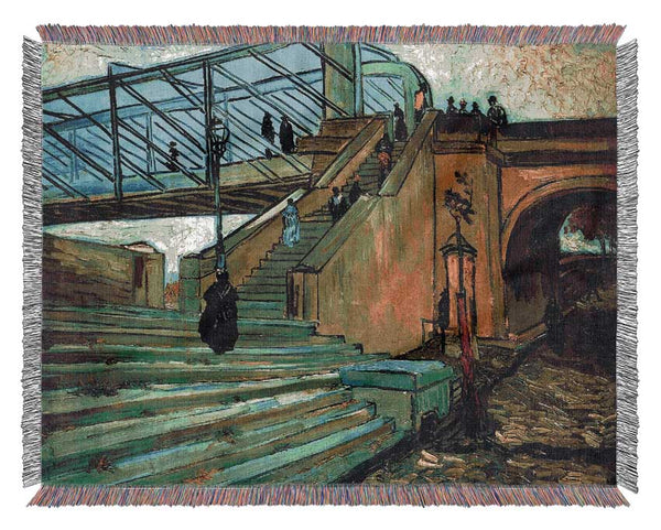 Van Gogh The Trinquetaille Bridge Woven Blanket