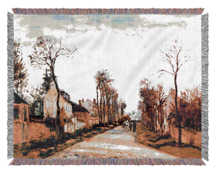 The Versailles Road 2 By Pissarro Woven Blanket