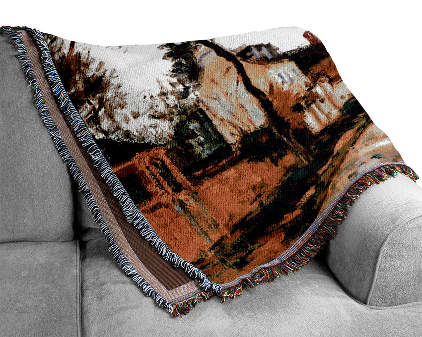 The Versailles Road 2 By Pissarro Woven Blanket