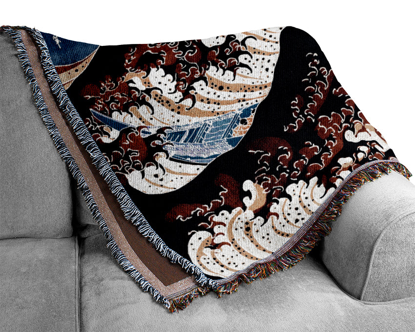 Hokusai The Wave Woven Blanket
