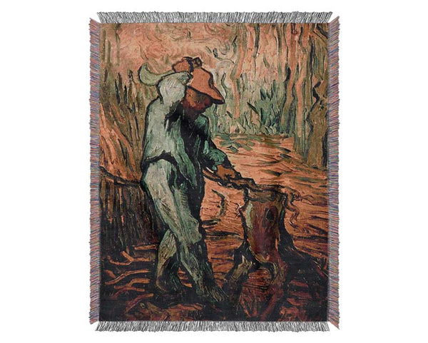 Van Gogh The Woodcutter After Millet Woven Blanket