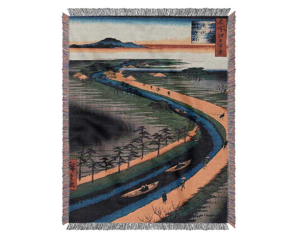 Hiroshige Towboats Along The Yotsugi Woven Blanket