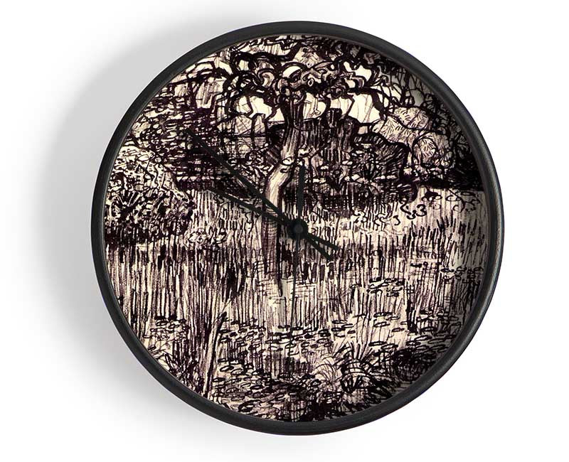 Van Gogh Tree In A Meadow Clock - Wallart-Direct UK