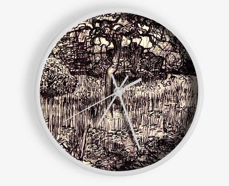 Van Gogh Tree In A Meadow Clock - Wallart-Direct UK