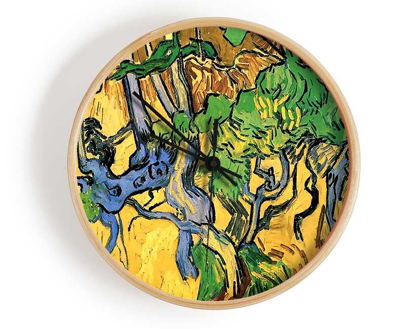 Van Gogh Tree Roots And Trunks Clock - Wallart-Direct UK
