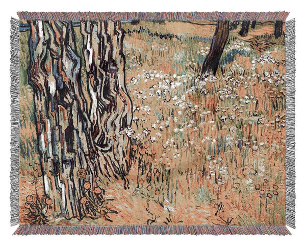 Van Gogh Tree Trunks Woven Blanket
