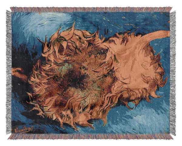 Van Gogh Two Cut Sunflowers 3 Woven Blanket