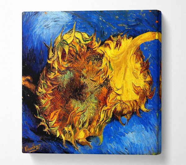 A Square Canvas Print Showing Van Gogh Two Cut Sunflowers 3 Square Wall Art