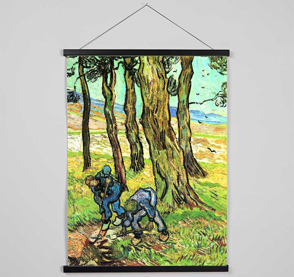 Van Gogh Two Men In Digging Out A Tree Stump Hanging Poster - Wallart-Direct UK