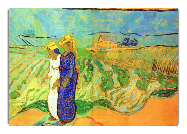 Two Women Crossing The Fields By Van Gogh