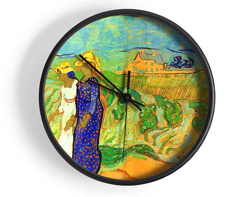 Van Gogh Two Women Crossing The Fields Clock - Wallart-Direct UK