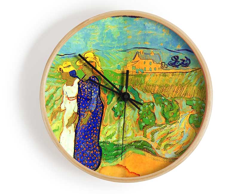 Van Gogh Two Women Crossing The Fields Clock - Wallart-Direct UK
