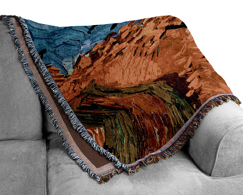 Van Gogh Wheat Field With Crows 02 Woven Blanket