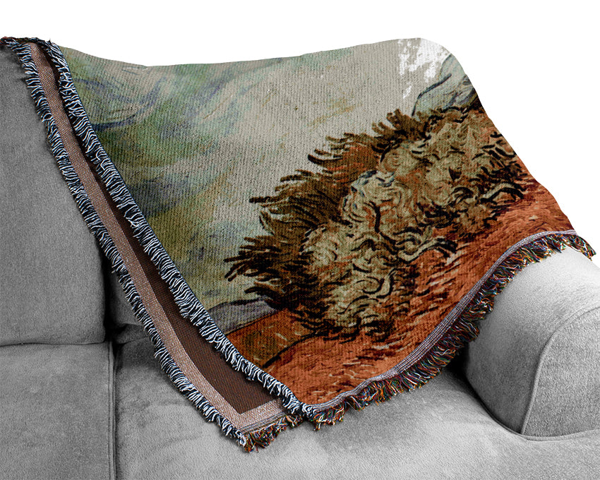 Van Gogh A Wheatfield With Cypresses Woven Blanket
