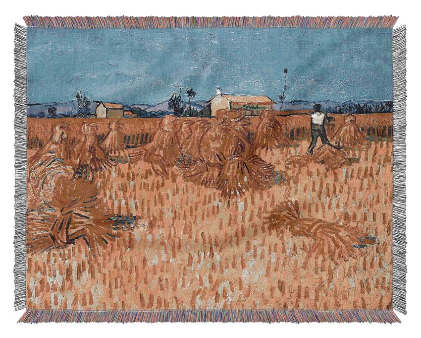 Van Gogh Corn Harvest In Provence Woven Blanket