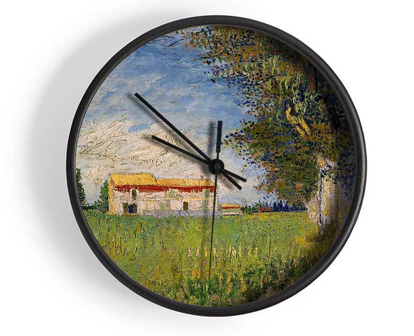 Van Gogh Farmhouse In A Wheat Field Clock - Wallart-Direct UK