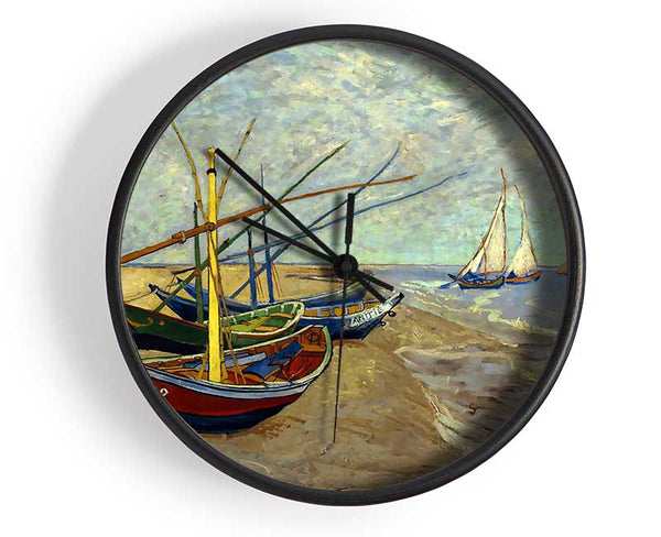Van Gogh Fishing Boats At Sainte Marie Clock - Wallart-Direct UK