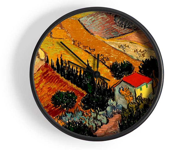 Van Gogh Landscape With House And Ploughman Clock - Wallart-Direct UK