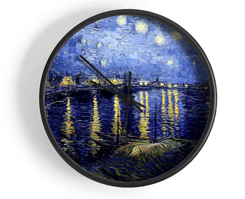Van Gogh Starry Night Over The Rhone Blue Clock - Wallart-Direct UK