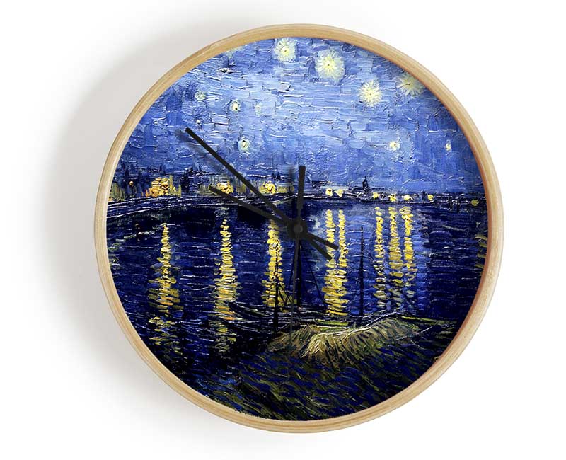 Van Gogh Starry Night Over The Rhone Blue Clock - Wallart-Direct UK