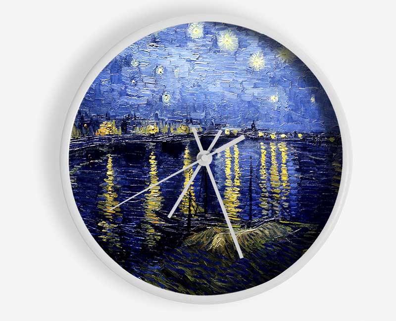 Van Gogh Starry Night Over The Rhone Blue Clock - Wallart-Direct UK