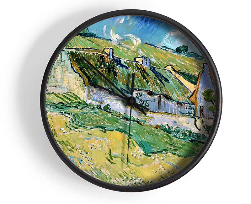 Van Gogh Thatched Cottages Clock - Wallart-Direct UK