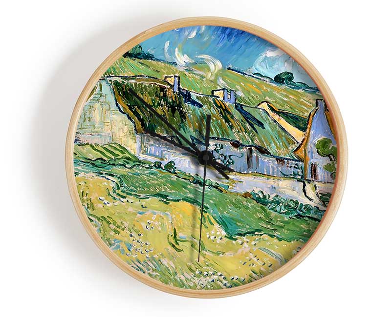 Van Gogh Thatched Cottages Clock - Wallart-Direct UK