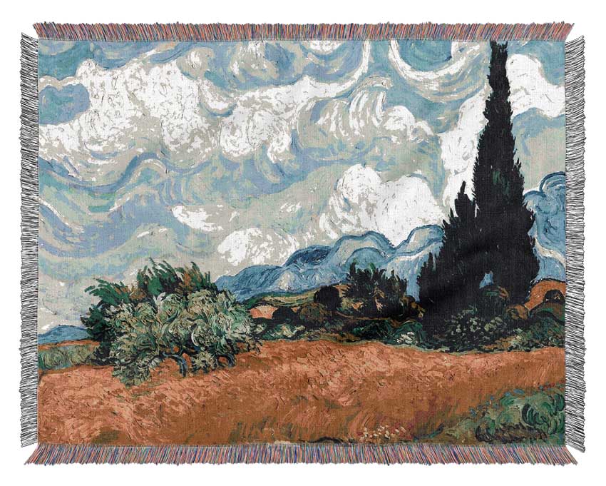 Van Gogh Wheat Field With Cypresses Woven Blanket