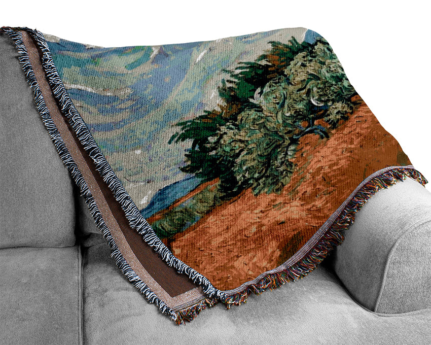 Van Gogh Wheat Field With Cypresses Woven Blanket