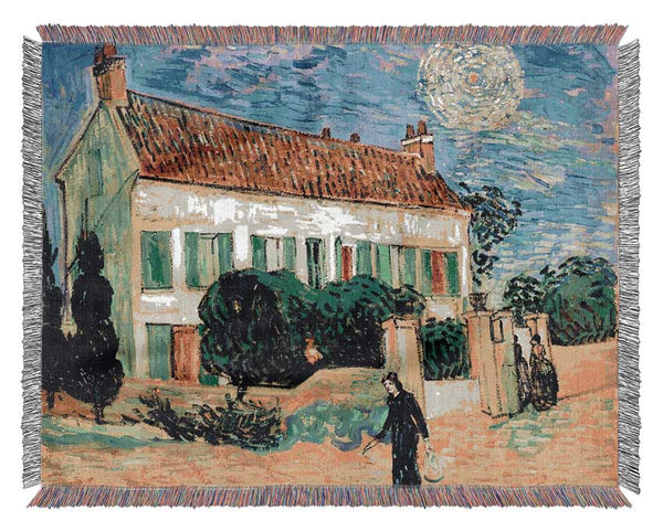 Van Gogh White House At Night Woven Blanket
