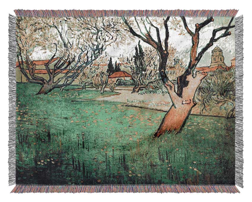 Vincent Van Gogh View Of Arles With Flowering Tree Woven Blanket