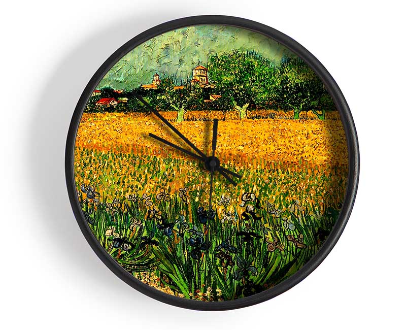Vincent Van Gogh View Of Arles With Irises In The Foreground Clock - Wallart-Direct UK