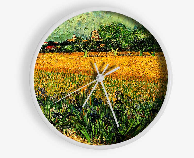 Vincent Van Gogh View Of Arles With Irises In The Foreground Clock - Wallart-Direct UK