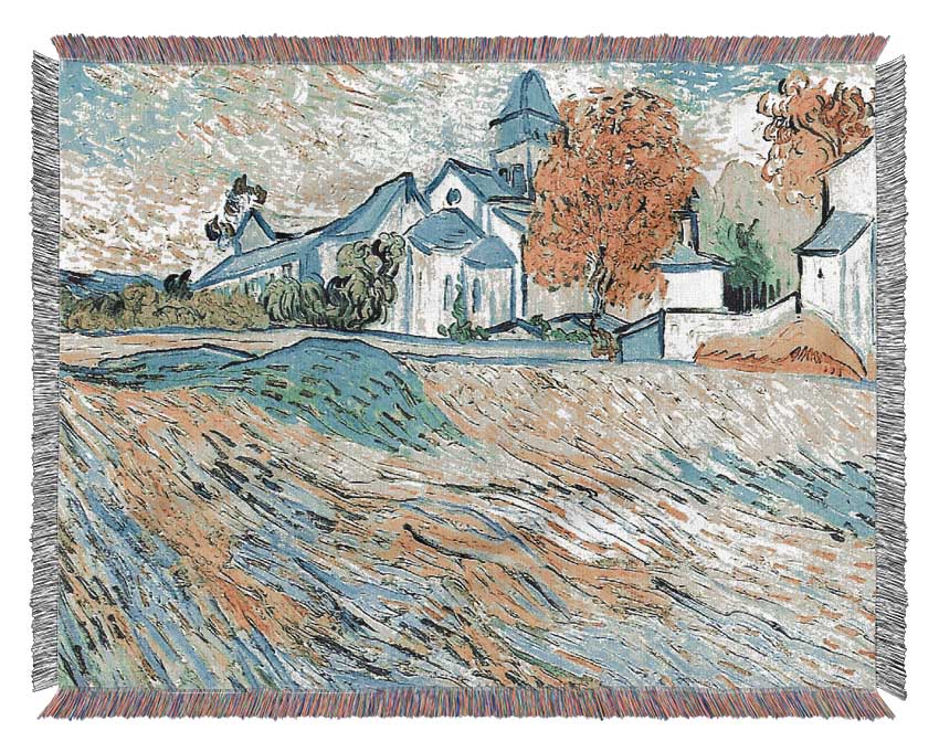 Vincent Van Gogh View Of The Church Of Saint-Paul-De-Mausole Woven Blanket