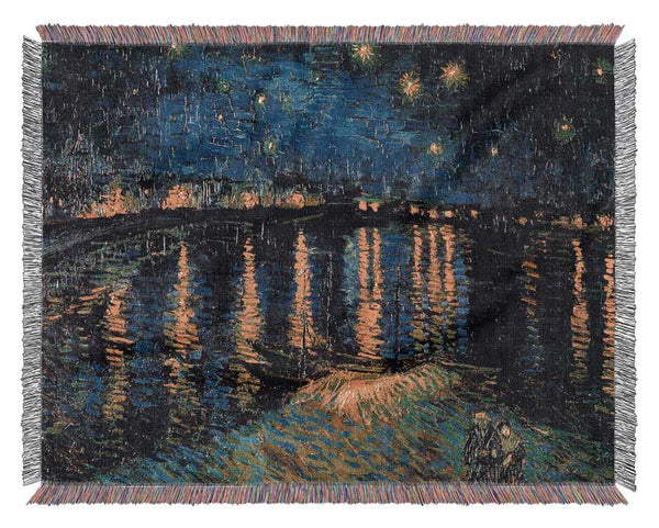 Vincent Van Gogh Starry Night Over Rhone 4 Woven Blanket