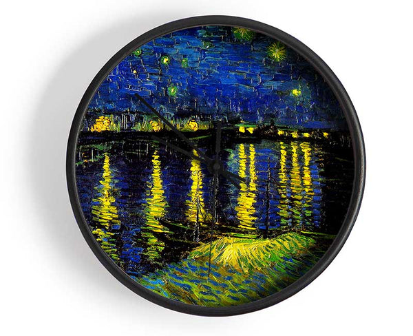 Vincent Van Gogh Starry Night Over Rhone 4 Clock - Wallart-Direct UK