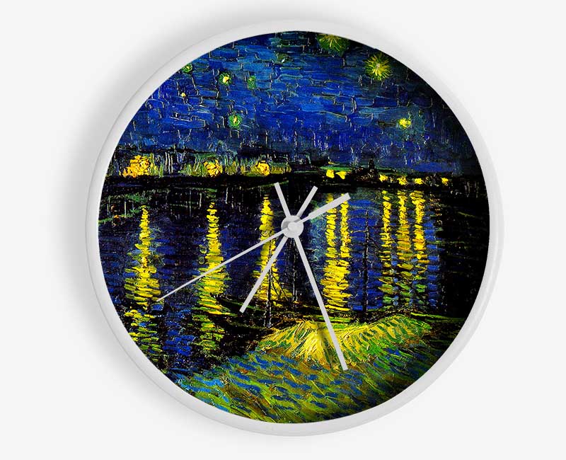 Vincent Van Gogh Starry Night Over Rhone 4 Clock - Wallart-Direct UK
