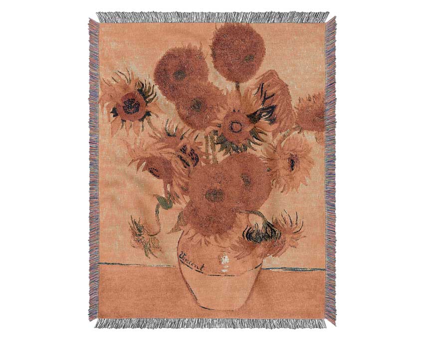 Vincent Van Gogh Sunflowers Woven Blanket