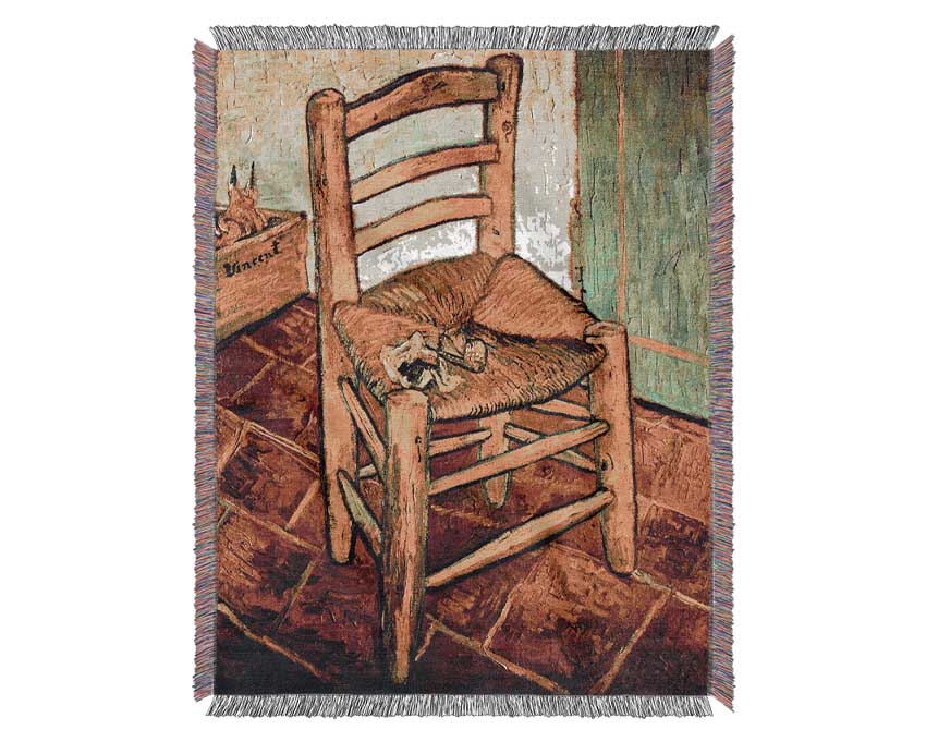 Vincent Van Gogh Vincents Chair With Pipe Woven Blanket