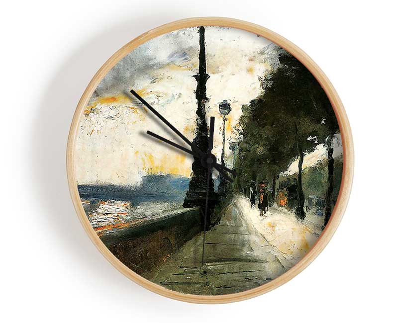 Waterloo Bridge In The Sun By Lesser Ury Clock - Wallart-Direct UK