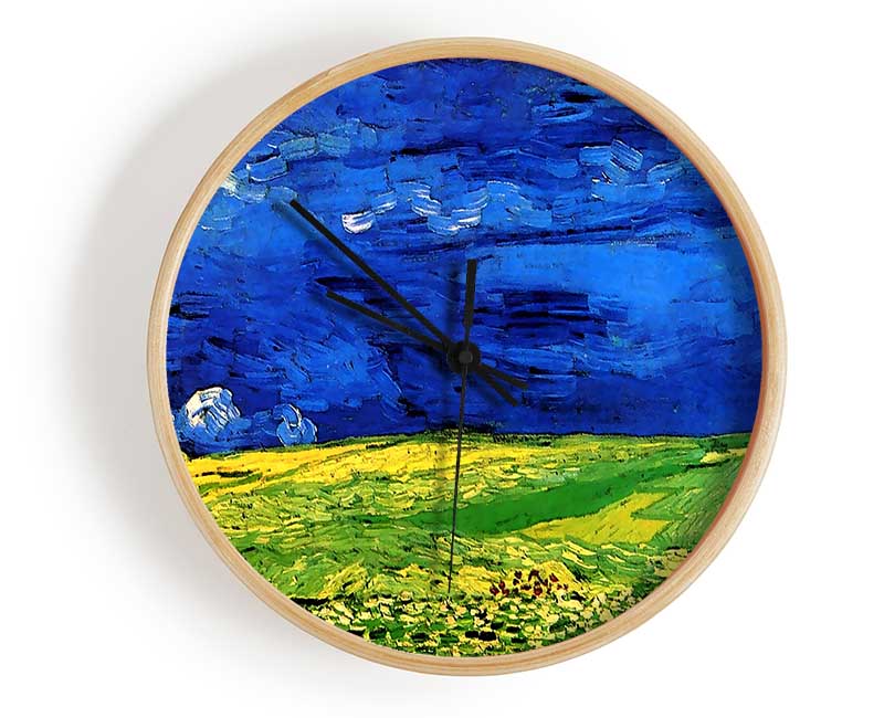 Van Gogh Wheat Field Under Clouded Sky Clock - Wallart-Direct UK